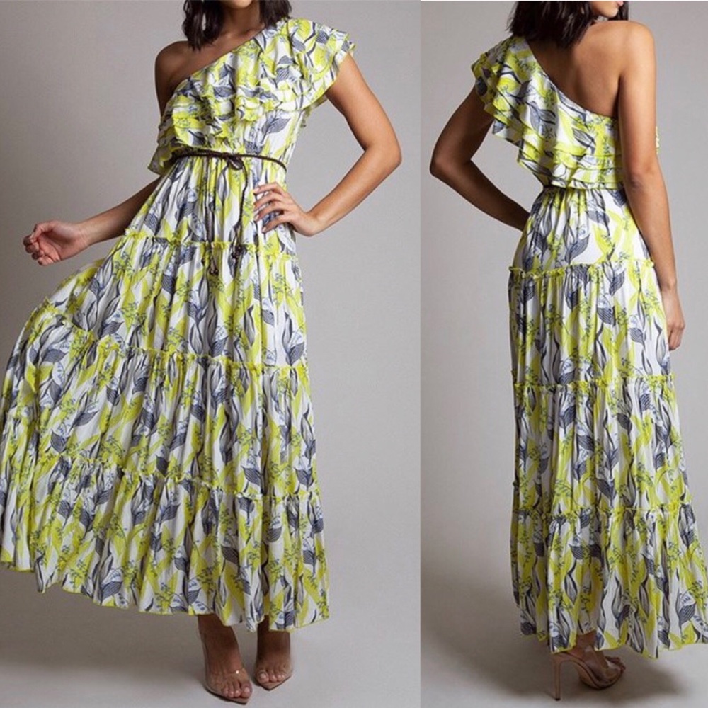 Yellow off the shoulder maxi dress